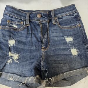Hollister Blue Jean Distressed Shorts